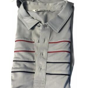 Travis Mathew gray Polo active wear shirt Sz xl short sleeve Golf  Chest Stripe